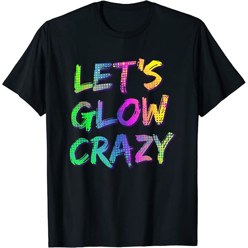 Men's Short Sleeve Graphic T-Shirt - Let's Glow Crazy Funny Neon Party Festival Tee