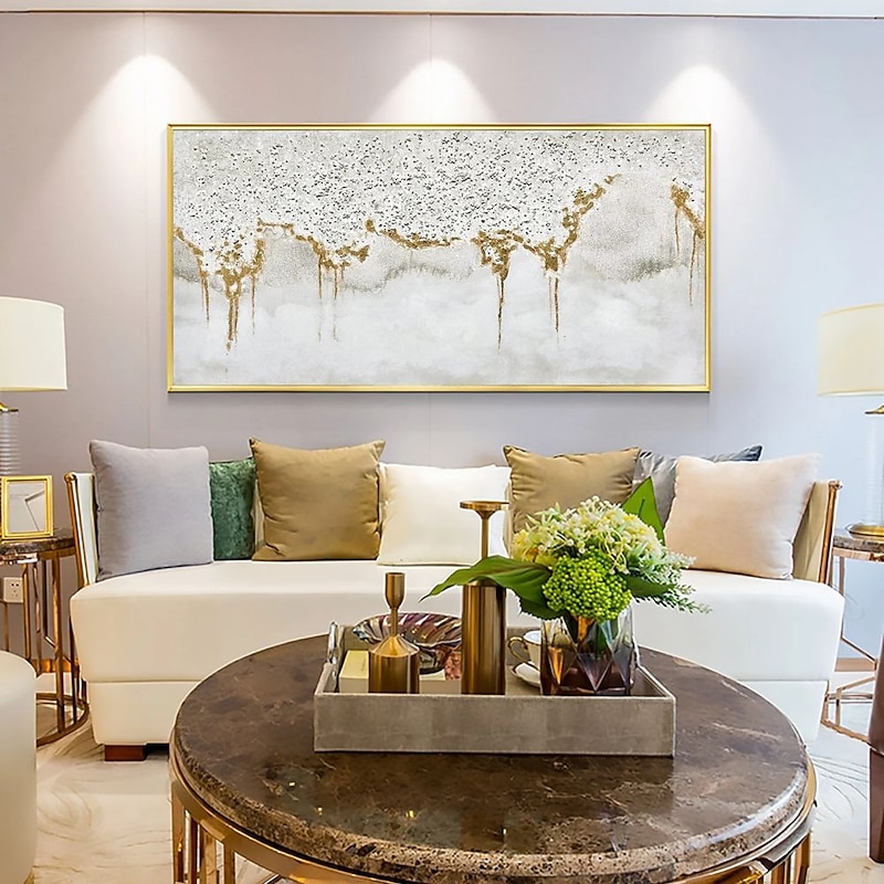 Handmade Oil Painting Canvas Wall Art Decoration Modern Abstract Gold for Home Decor Rolled Frameless Unstretched Painting