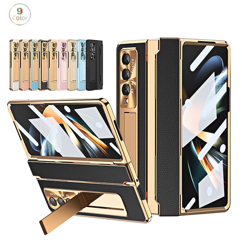 Phone Case For Samsung Galaxy Z Fold 7 Z Fold 5 Z Fold 4 Z Fold 3 Flip Bumper Frame Flip Full Body Protective Solid Colored PC PU Leather4
