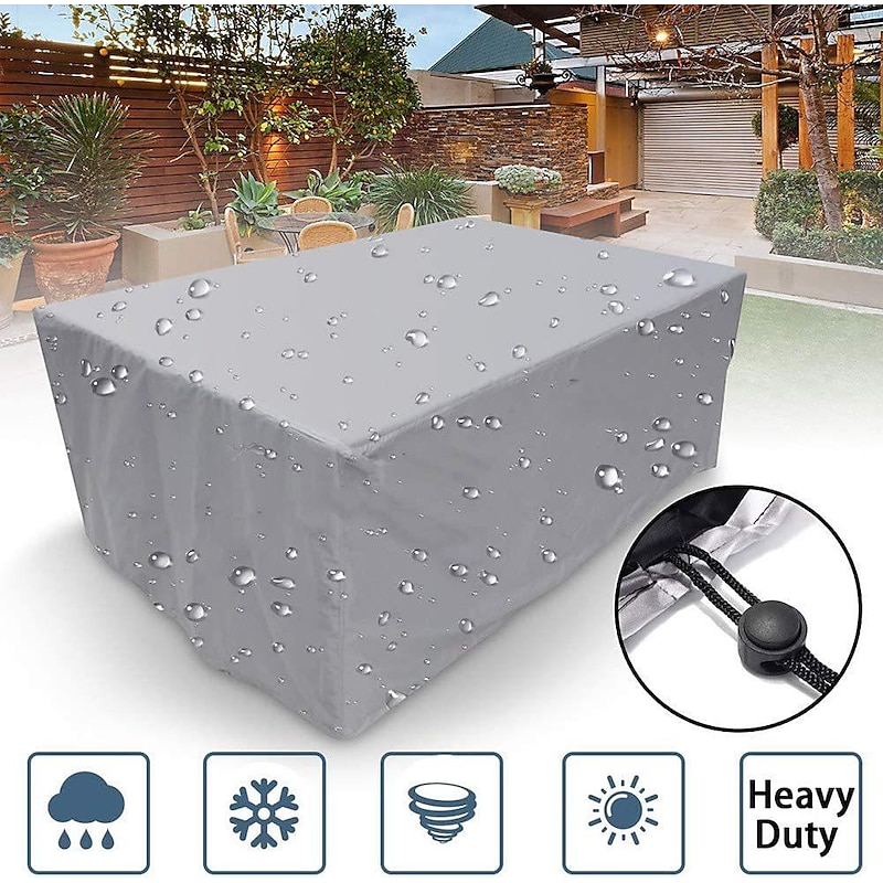 Patio Furniture Cover  210d Oxford Cloth Outdoor Silver Furniture Cover Garden Waterproof Cover Courtyard Table And Chair Combination Dust Cover2