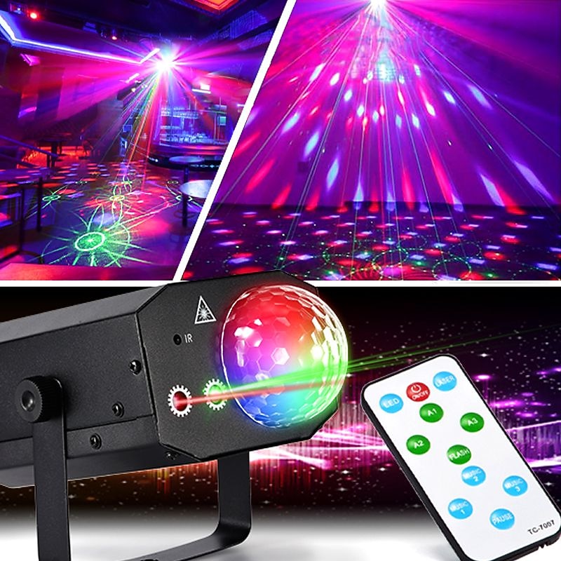 16 Patterns La-ser Projector RGB Stage Light Disco LED Magic Ball Party Lights Souns Active Music Center Strobe Lamp with Remote4