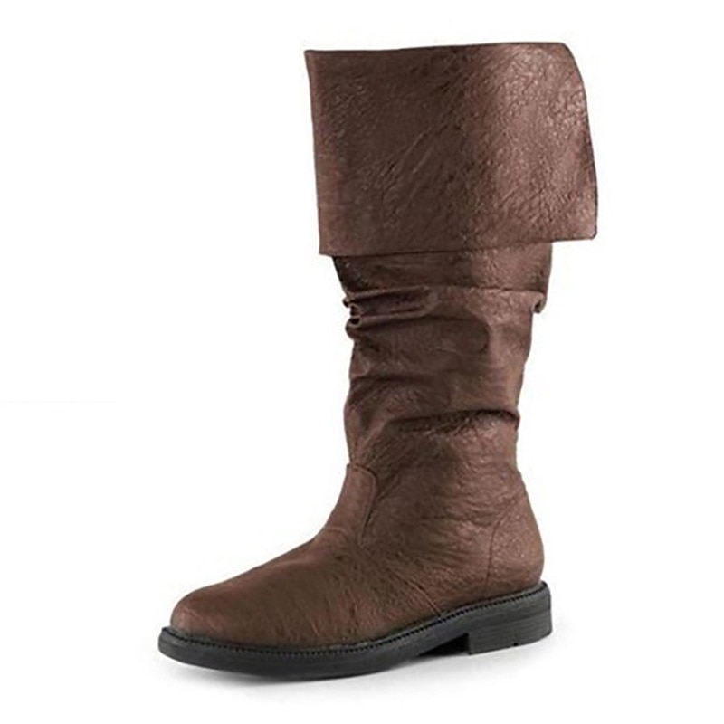 Medieval Renaissance Shoes Knee High Boots Flat Jazz Boots Pirate Viking Crusader Fancy Dress Men's Unisex Celtic Pirate Halloween Masquerade Performance Party / Evening LARP Adults' Shoes2