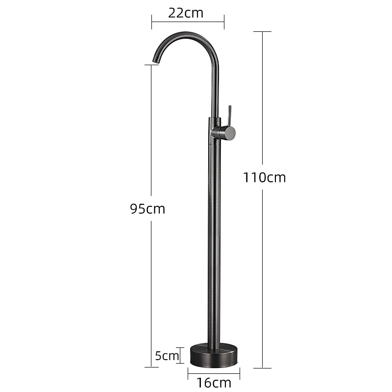 Bathtub Faucet Gun Grey Contemporary Electroplated Free Standing Ceramic Valve Bath Shower Mixer Taps2