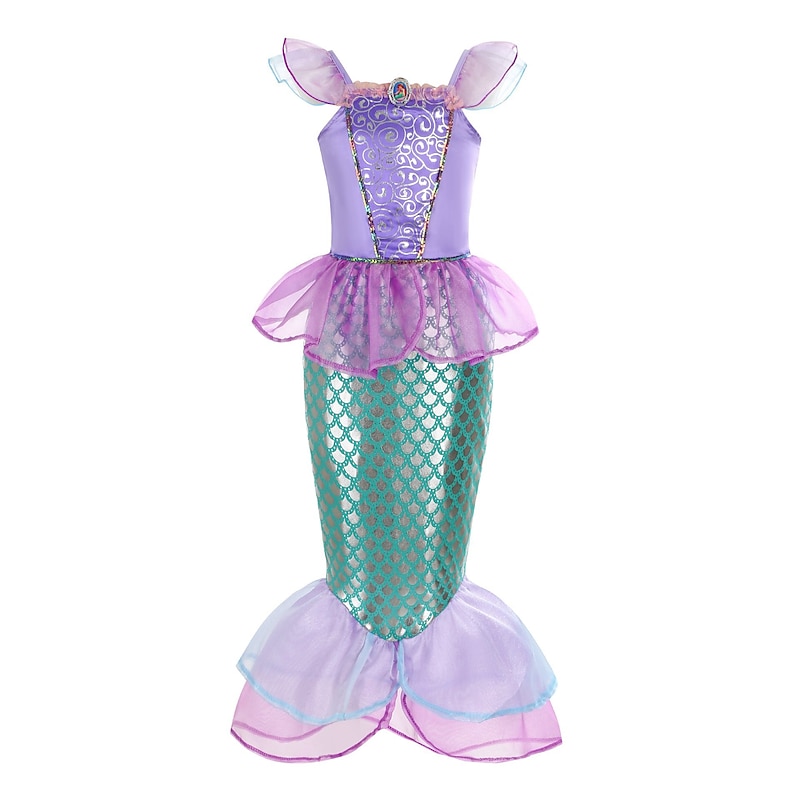 Little Mermaid Mermaid Tail Ariel Aqua Princess Dress Theme Party Costume Girls' Movie Cosplay Halloween Wig Accessories Set Dress Carnival Masquerade World Book Day Costumes3