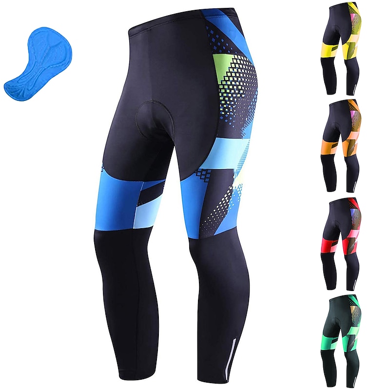 Men's Geometic Cycling Tights Bike Bottoms Mountain Bike MTB Road Bike Cycling Sports 3D Pad Cycling Quick Dry Moisture Wicking Yellow Red Spandex Clothing Apparel Bike Wear