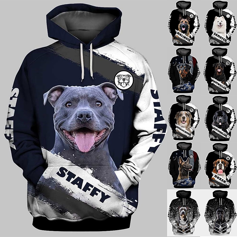 Animal Dog Hoodie Cartoon Manga Anime 3D Front Pocket Graphic For Couple's Men's Women's Adults' 3D Print - Main Image