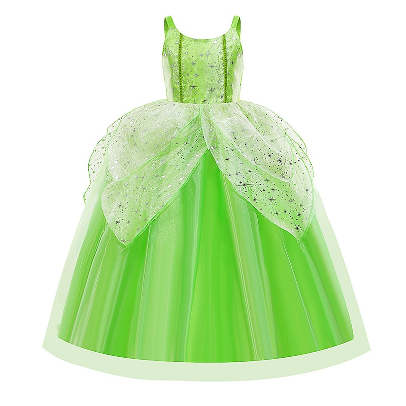 Tinker Bell Fairytale Princess Tiana Flower Girl Dress Theme Party Costume Tulle Dresses Girls' Movie Cosplay With Accessories Dress Halloween Carnival Masquerade World Book Day Costumes4
