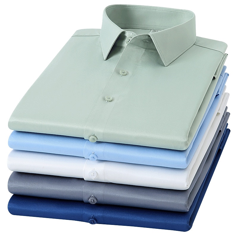 Men's Dress Shirt Non Iron Shirt Plain Wedding Outdoor Wine Black White Navy Blue Long Sleeve Square Neck Spring &  Fall Clothing Apparel Button-Down2