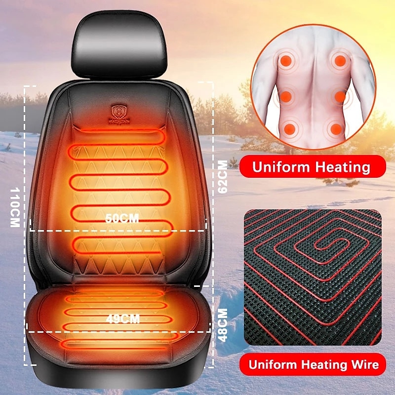 12-24V Heated Car Seat Cover, 30s Fast Car Seat Heater, Flannel Seat Protector, 25W Heating Car Seat Cover2