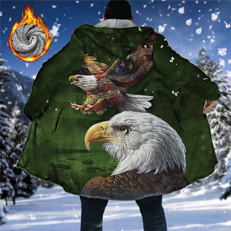 Men's Winter Coat Fleece Jacket Coat Sports & Outdoor Daily Wear Warm Breathable Zipper Pocket Fall & Winter Animal Graphic Prints Fashion Streetwear Hoodie Long Regular Fit Black Red Blue Purple3