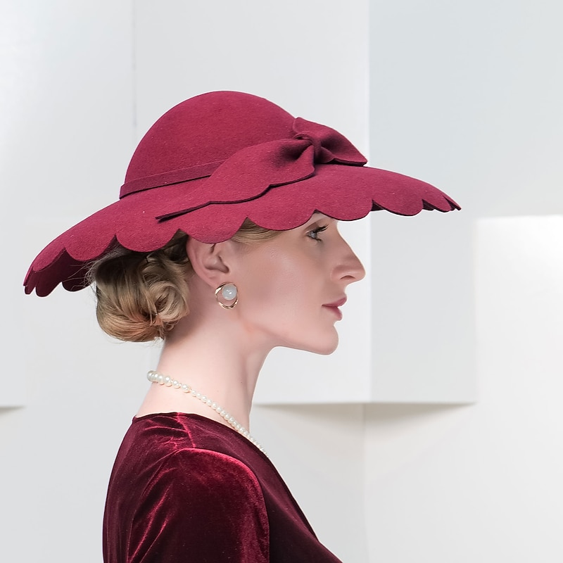 Elegant Retro 100% Wool Hats with Bowknot 1PC Casual /Bohemian Beach Straw Headwear / Straw Hats with Satin Bowknot Casual / Holiday Headpiece/ Sun Protection2