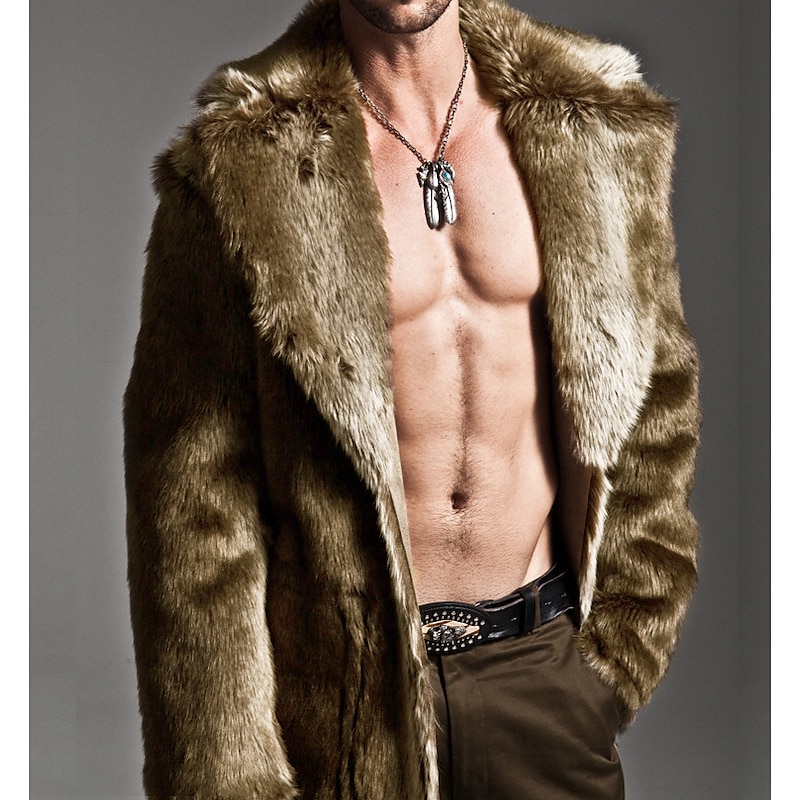 Men's Winter Coat Polar Fleece Outdoor Street Fall Winter Faux Fur Warm Breathable Outerwear Clothing Apparel Streetwear Sporty Solid Color Pocket Turndown Cardigan2