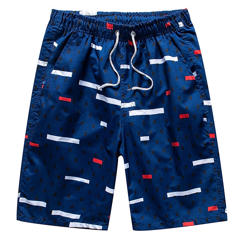 Men's Board Shorts Swim Shorts Swim Trunks Summer Shorts Beach Shorts Drawstring Elastic Waist Print Plants Lattice Graphic Prints Comfort Casual Daily Beach Fashion Streetwear Black White2