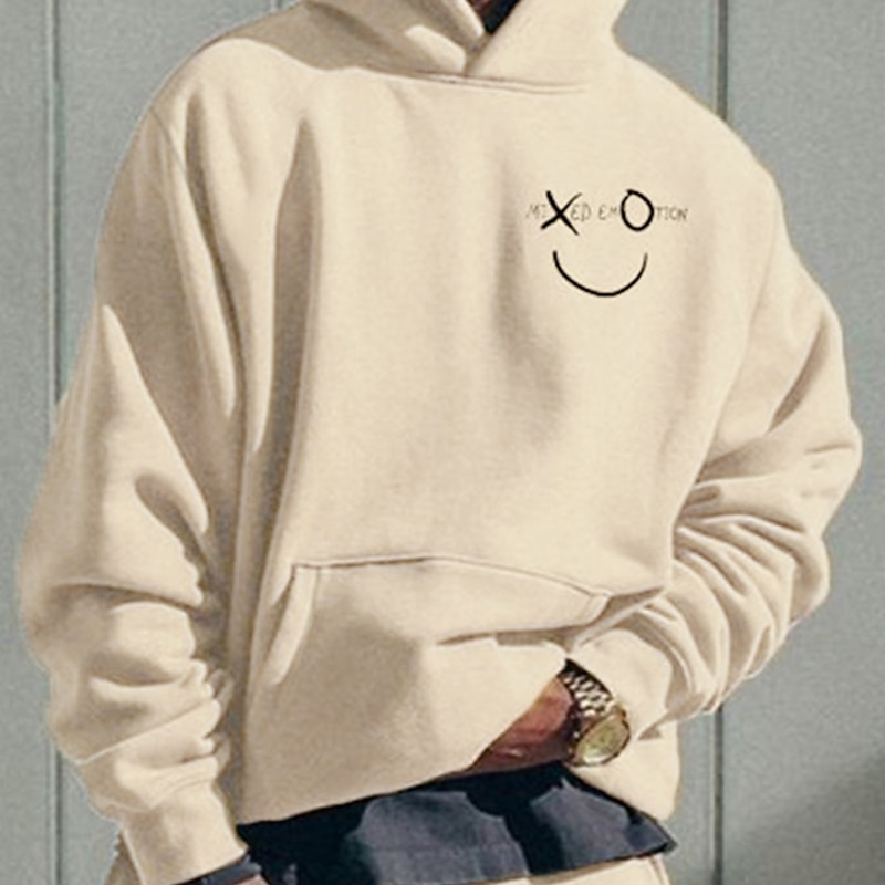 Men's Graphic Print Hoodie Hoodies Sweatshirt Streetwear Cool Long Sleeve Hooded Casual Going out Khaki Pocket Winter Fall & Winter Designer2