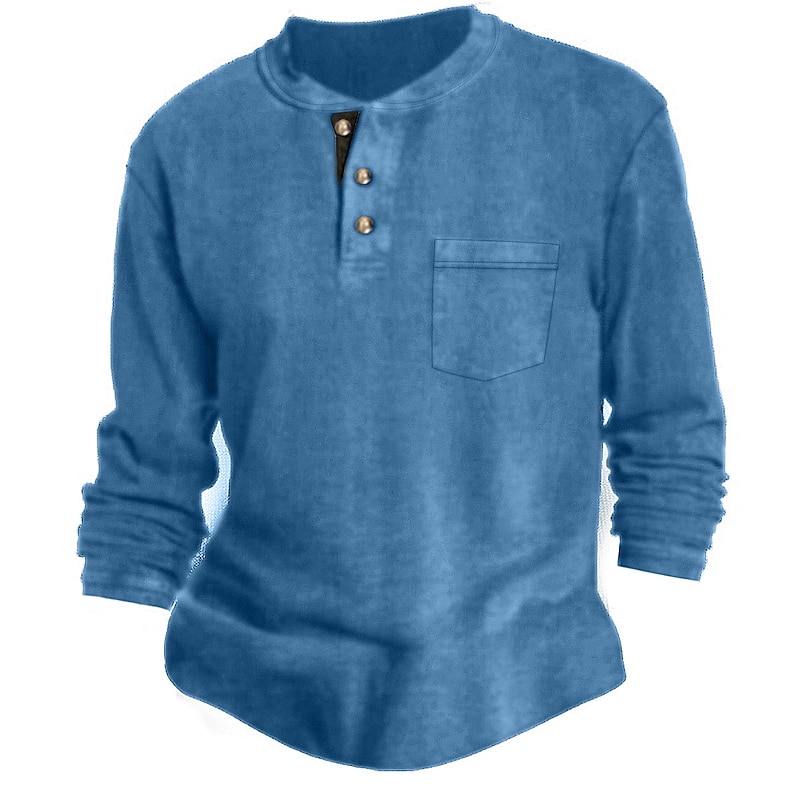 Men's T shirt Tee Henley Shirt Long Sleeve Shirt Plain Crew Neck Street Daily Long Sleeve Button-Down Clothing Apparel Fashion Designer Casual Comfortable3