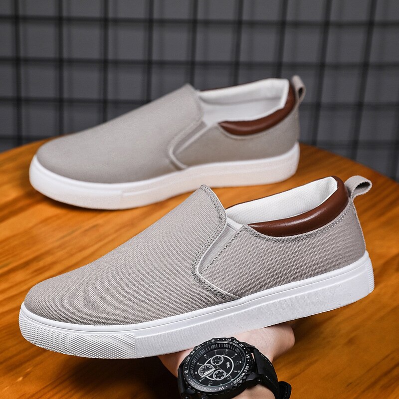 Men's Sneakers Plus Size Skate Shoes White Shoes Walking Sporty Classic Casual Outdoor Daily Canvas Breathable Loafer Black White Color Block Summer Spring 11