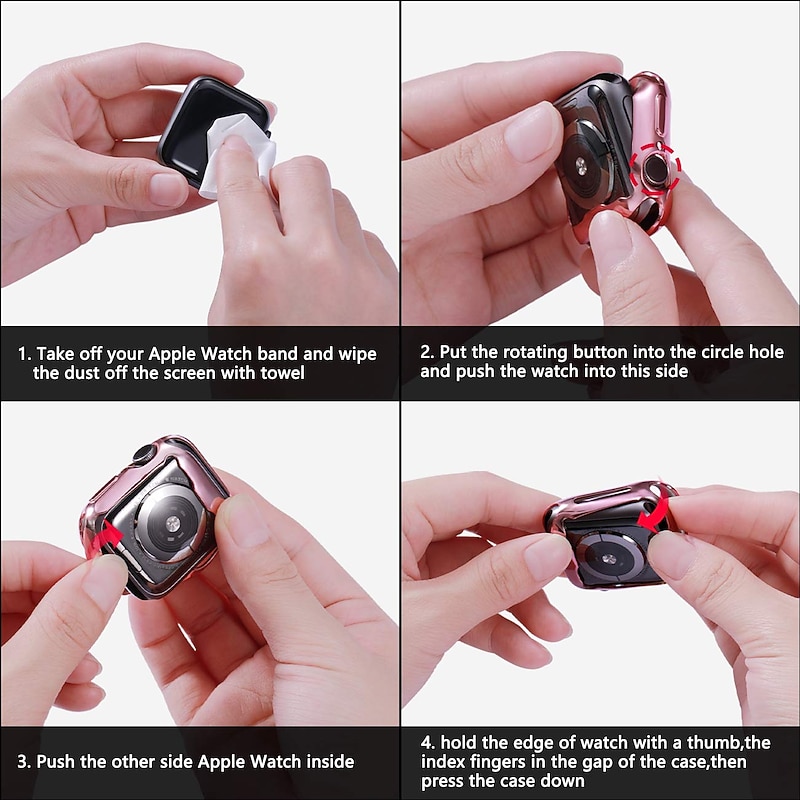 3 Pack Waterproof Apple Watch Case For Series 7 / SE / 6/5/4/3/2/1 Apple Watch Screen Protector Full Coverage TPU Cover 38mm 42mm 44mm 40mm 41mm 45mm4