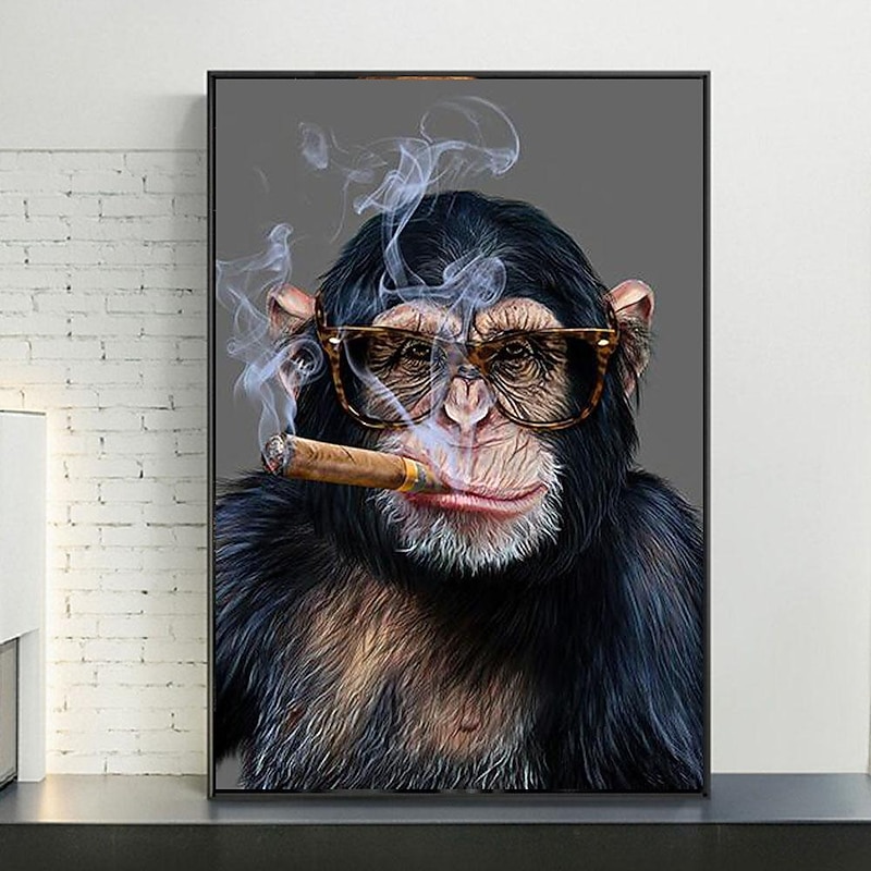 Wall Art Canvas Monkey Smoking a Cigar Paintings on the Wall Art Posters and Prints Animals Nordic Pictures Home Wall Decoration Without Frame Painting Core