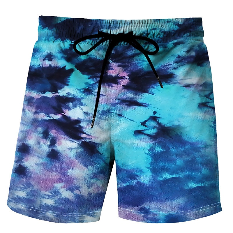 Men's Tie Dye Swim Trunks Swim Shorts Board Shorts Mid Waist Streetwear Stylish Classic Style Casual Holiday Beach Drawstring Elastic Waist Designer Clothing Apparel3