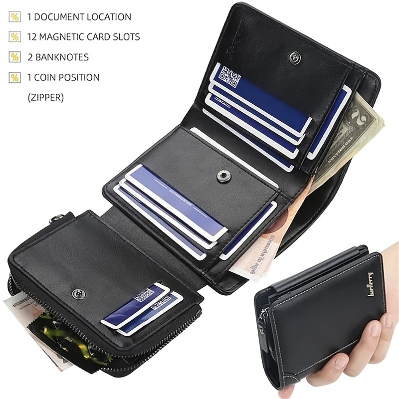 Credit Card Holder Wallet PU Leather Name Card Holder with Magnetic Shut Multi Credit Card Protector for Men