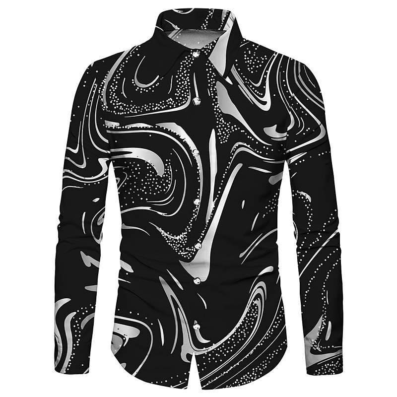Men's Gradient Geometric Pattern Abstract Shirt Button Up Shirt Long Sleeve Sports Fashion Streetwear Outdoor Casual Daily Fall & Winter Turndown Print Button-Down Blue Purple Gold Gray3