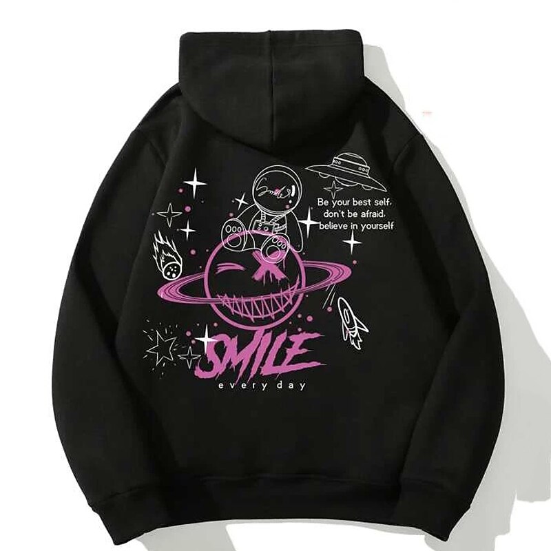 Men's Print Hoodie Hoodies Sweatshirt Streetwear Cool Long Sleeve Hooded Holiday Going out Light Khaki. Black Lace up Pocket Winter Spring &  Fall Designer4