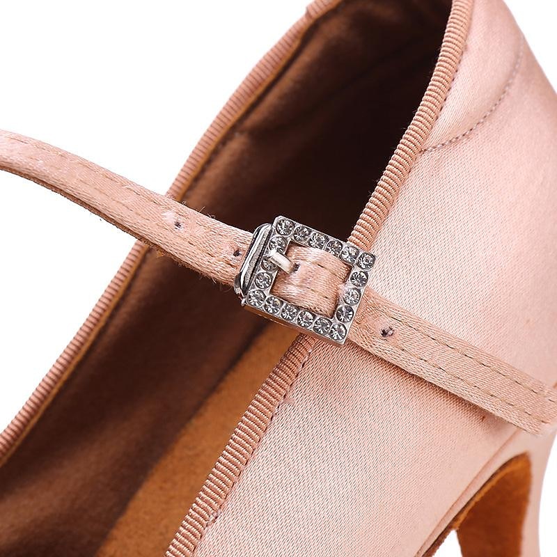 Women's Satin Dance Shoes with Adjustable Ankle Strap – Elegant Ballroom and Latin Dance Heels for Performances and Competitions4