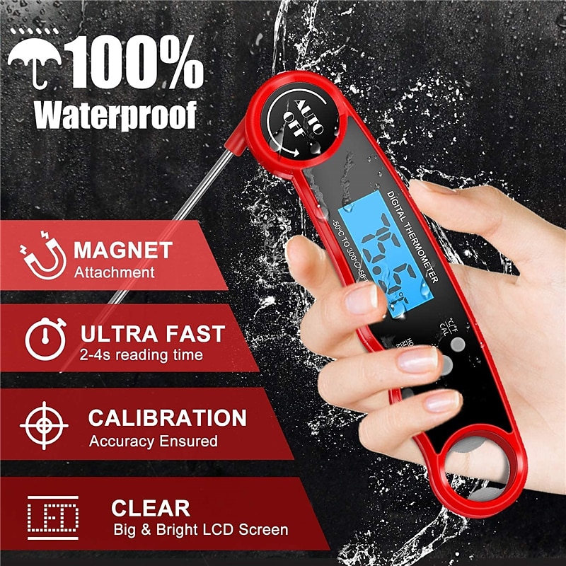 Instant Read Meat Thermometer Kitchen Thermometer Waterproof Ultra Fast Digital Display Food Water Milk Thermometer for Outdoor Cooking BBQ and Kitchen Temperature Tester Household Tool4