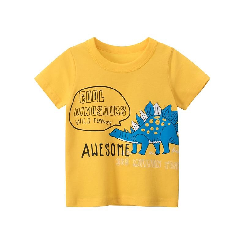 Kids Boys T shirt Tee Letter Dinosaur Short Sleeve Cotton Children Top Casual Fashion Daily Summer White 2-8 Years2