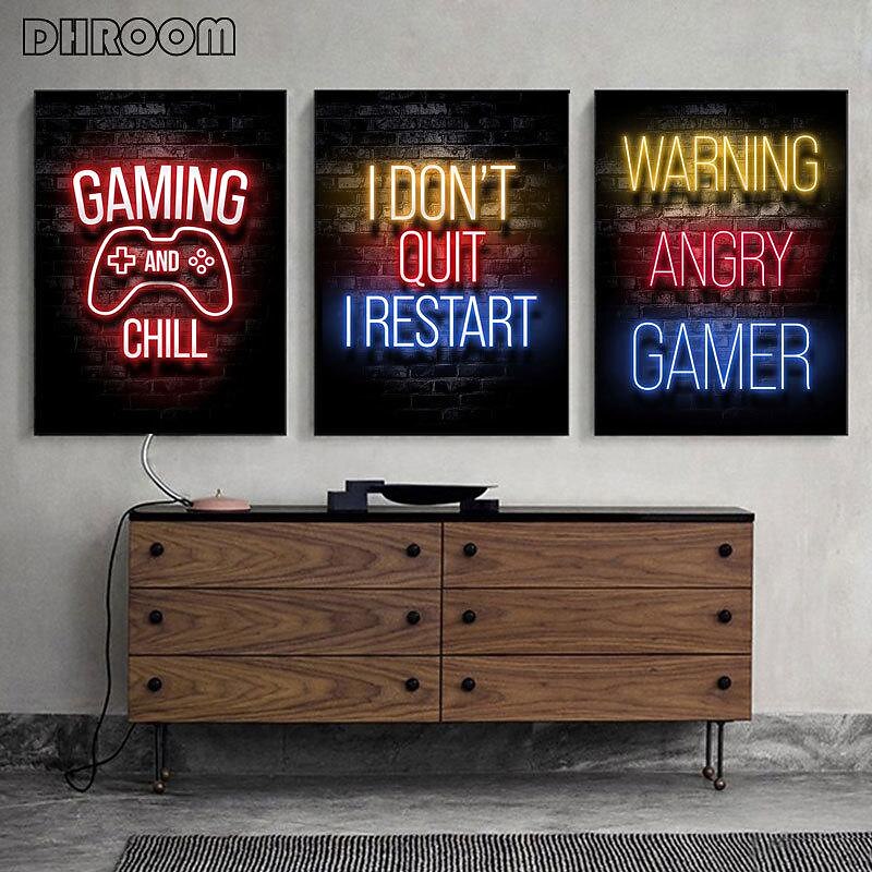 Gaming Room Decoration Poster Wall Art Video Game Canvas Painting Playroom Neon Decor Picture for Gamer Boy Bedroom Prints Decor Without Frame4