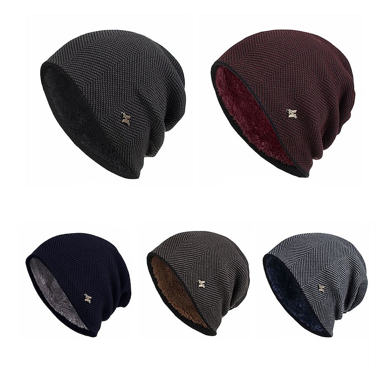 Men's Unisex Beanie Hat Navy Wine Red Portable Breathable Foldable Lightweight3
