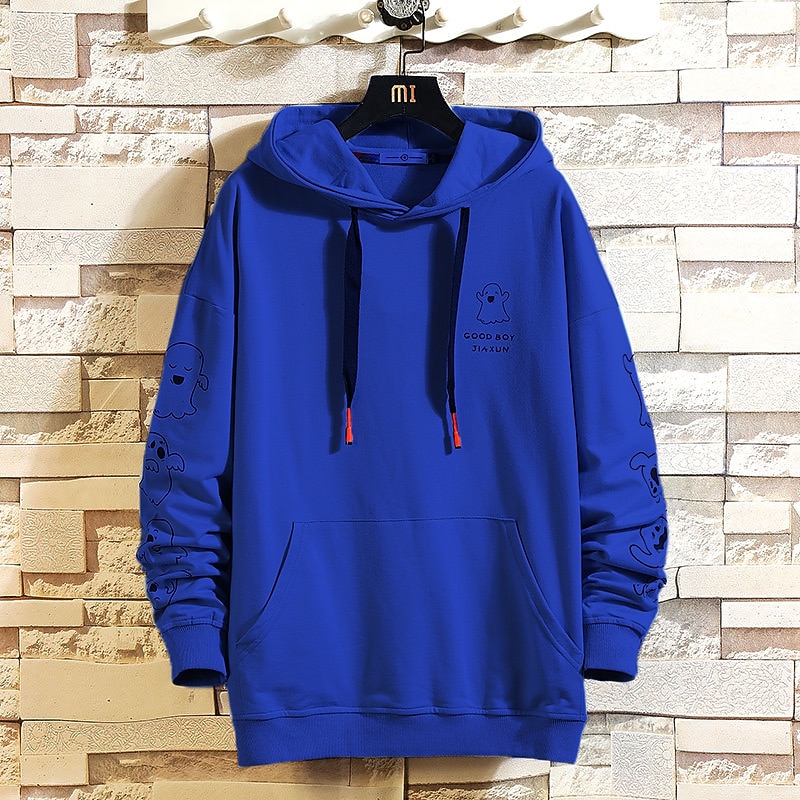 Men's Graphic Cartoon Hoodie Hoodies Sweatshirt Cool Casual Long Sleeve Hooded Casual Black White Print Front Pocket Winter Spring &  Fall Designer3