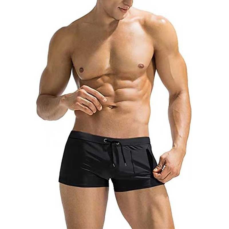 Men's Swim Trunks Swim Shorts Board Shorts Drawstring Zipper Pocket Solid Color Comfort Soft Short Casual Holiday Swimming Pool Streetwear Stylish Black White3