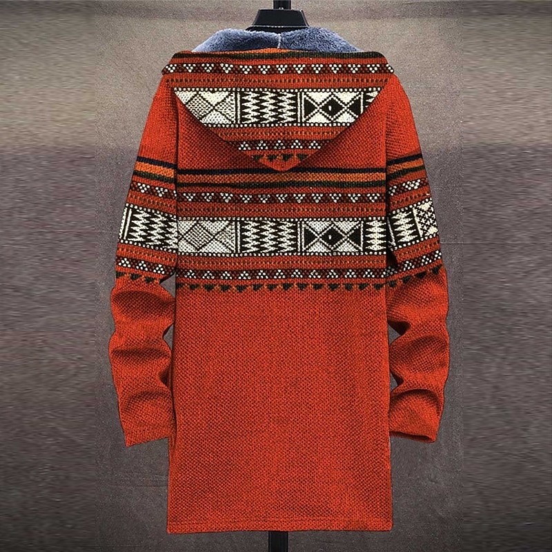 Men's Abstract Graphic Prints Geometry Winter Coat Fleece Jacket Coat Warm Comfortable Breathable Fashion Streetwear Sport Sports & Outdoor Daily Wear Going out Zipper Pocket Print Fall & Winter2