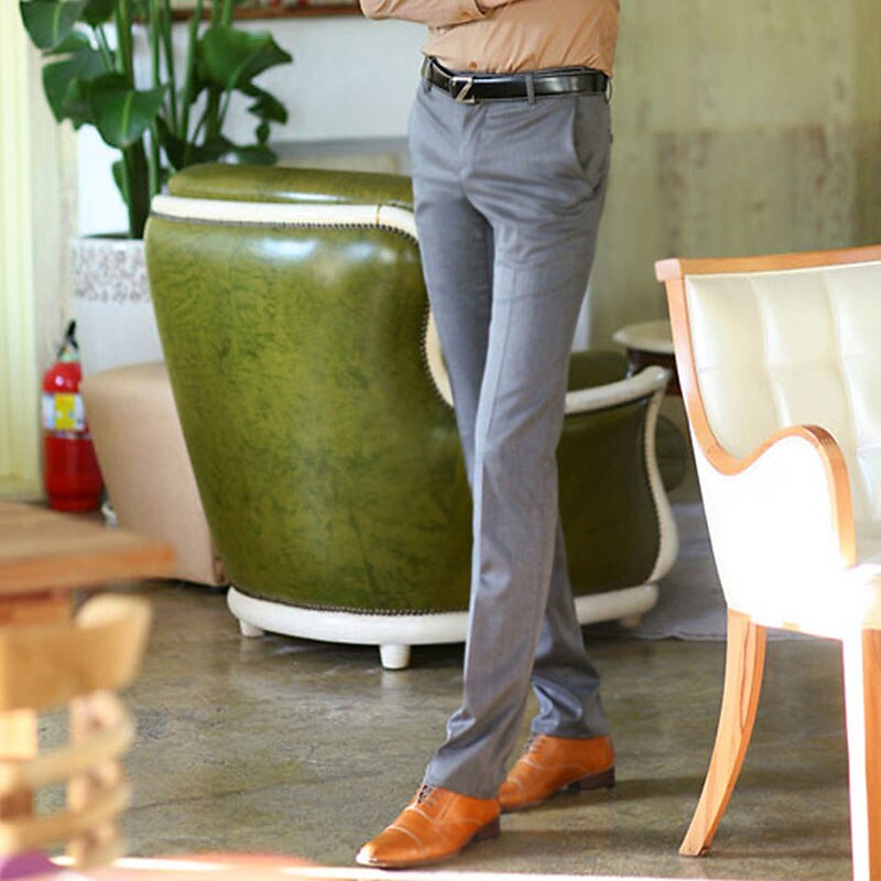 Men's Dress Pants Bell Bottom Trousers Pocket Straight Leg Solid Colored Comfort Wedding Office Business Streetwear Casual Black White Micro-elastic3