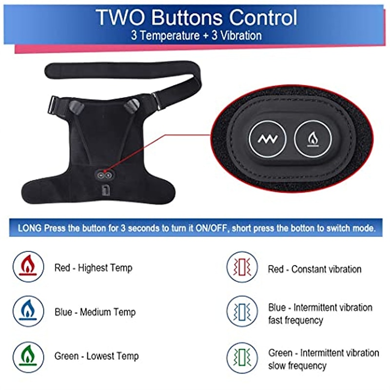 Heated Massage Shoulder Brace With 3 Vibration And Heating Settings Supports Adjustable Heated ShoulderPads for Rotating Cuffs Freezing Shoulder Dislocation Or musclePain Relief Supports4