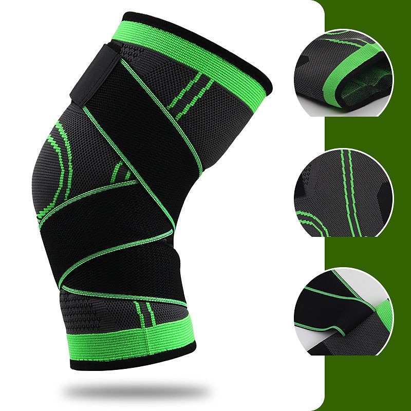 A Pair Short Strap Compression Knee Protection Exercise Fitness Running Mountaineering Basketball Knee Protection Breathable Nylon Knit Sports Knee Protection3