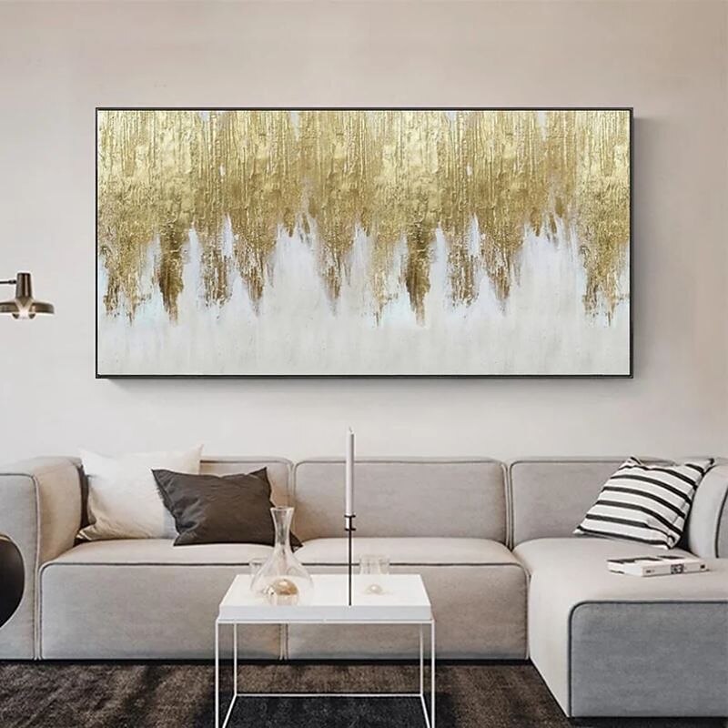 Handmade Oil Painting Canvas Wall Art Decoration Golden Fleeting Abstract for Home Decor Rolled Frameless Unstretched Painting 9