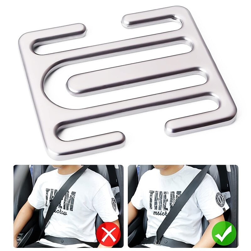 2PCS Seat Belt Clips Seatbelt Adjuster Universal All Auto Models Metal Seat Belt Clip Improve Driving Comfort Suitable for Fat Man