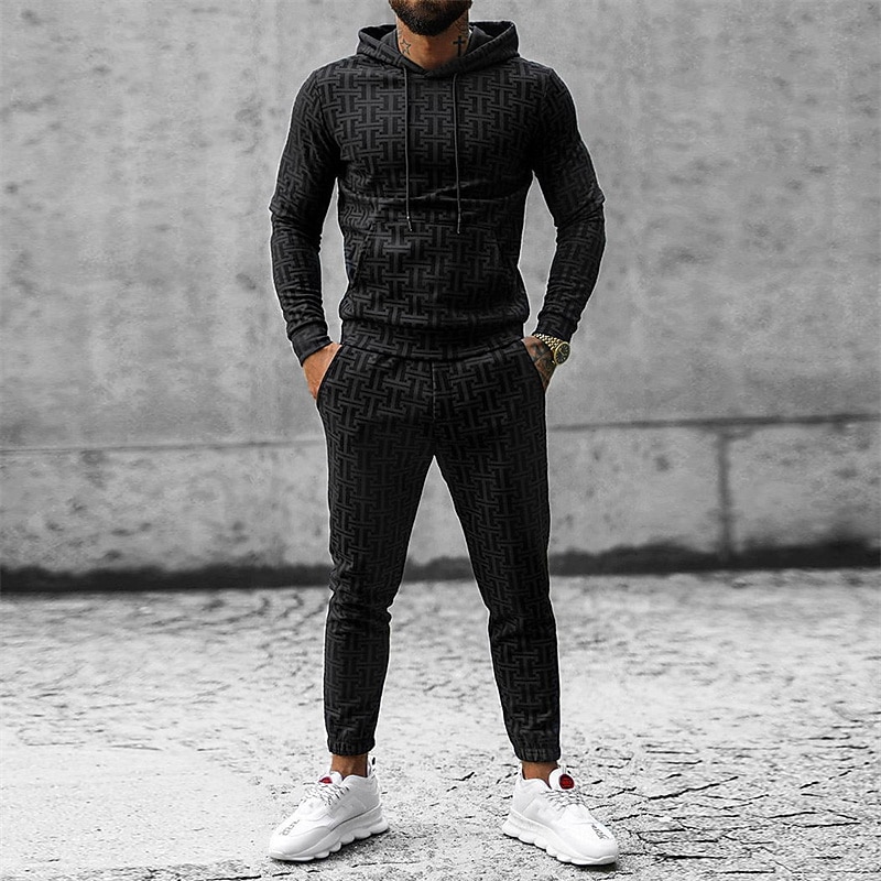 Men's Tracksuit Hoodies Set Black Brown Hooded Plain 2 Piece Sports & Outdoor Casual Sports Basic Streetwear Casual Fall Spring Clothing Apparel Man In The Brown Hoodie3