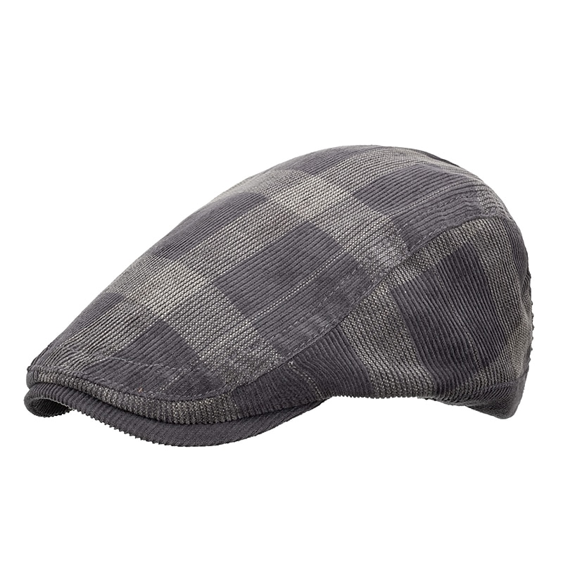 Men's Flat Cap Tweed Cap Black Dark Navy Cotton 1920s Fashion Traditional / Classic Outdoor clothing Casual Daily Plaid / Check4