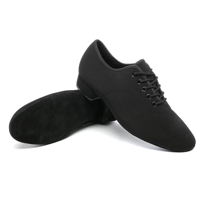 Men's Black Suede Ballroom Dance Shoes – Lace-Up Lightweight Latin Tango Performance Footwear for Professionals and Beginners