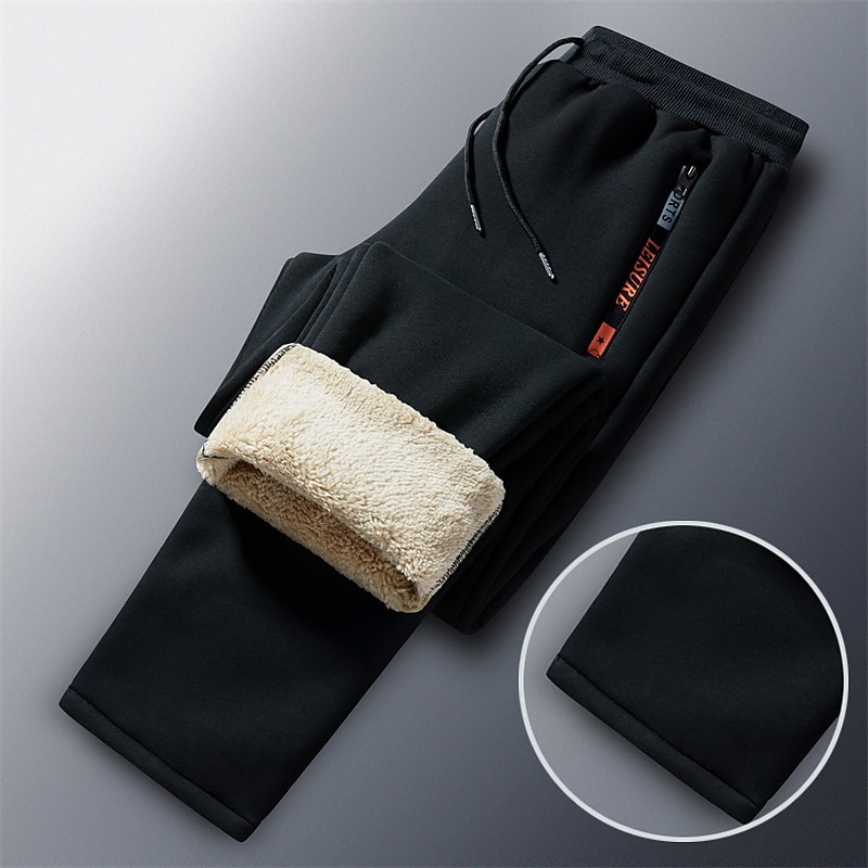Men's Sherpa Fleece Pants Sweatpants Joggers Winter Pants Drawstring Solid Color Comfort Warm Casual Daily Going out Sports Stylish 1 2 Micro-elastic2