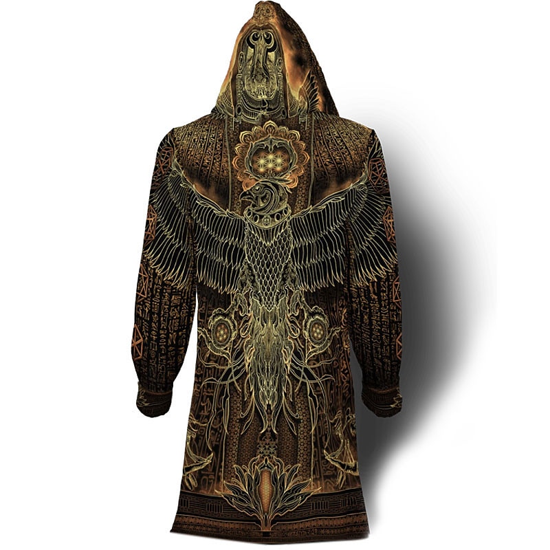 Men's Winter Coat Fleece Jacket Coat Sports & Outdoor Daily Wear Warm Breathable Zipper Pocket Fall & Winter Graphic Prints Totem Streetwear Sport Hoodie Long Regular Fit Yellow Gray Jacket4