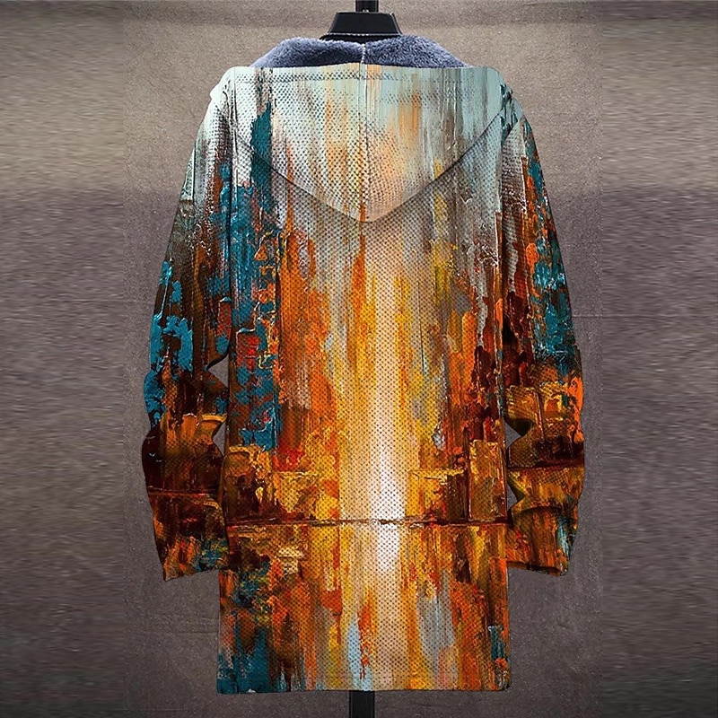 Men's Abstract Graphic Prints Gradual Winter Coat Fleece Jacket Coat Warm Comfortable Breathable Fashion Streetwear Sport Sports & Outdoor Daily Wear Going out Zipper Pocket Print Fall & Winter Hoodie2