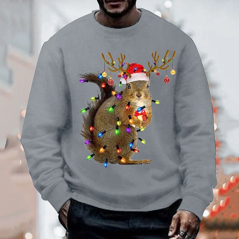 Men's Graphic Ugly Christmas Sweatshirt Sweatshirt Pullover Long Sleeve Sweatshirt Crew Neck Basic Casual Big and Tall Sports & Outdoor Sports Streetwear Print Fall Winter4