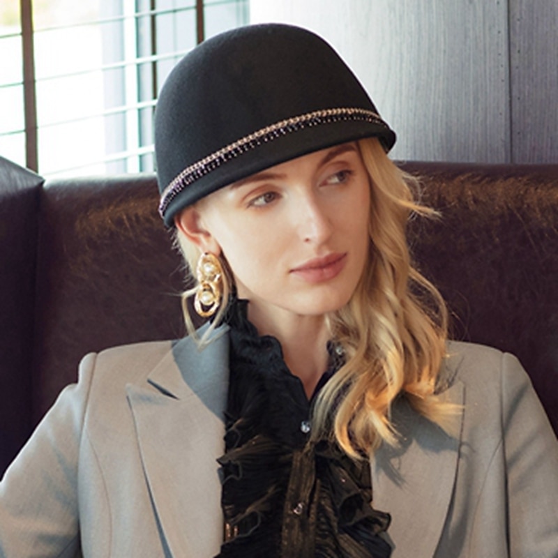Hats 100% Wool Fedora Hat Casual Horse Race Vintage British With Acrylic Jewels Cap Headpiece Headwear2