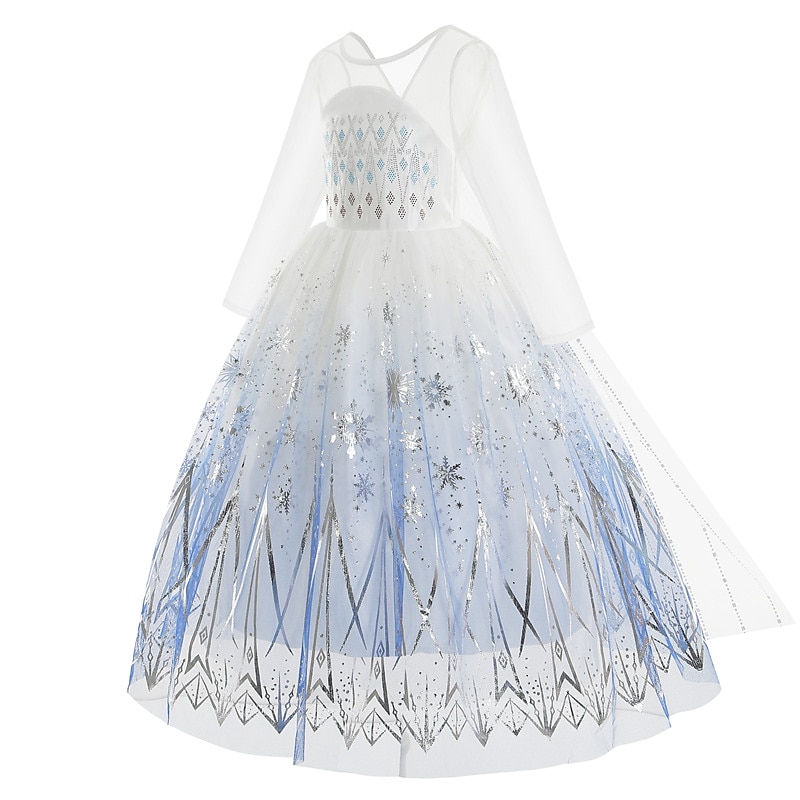 Frozen Fairytale Princess Elsa Flower Girl Dress Vacation Dress Theme Party Costume Girls' Movie Cosplay Halloween White Blue (With Accessories) Dress Accessory Set Carnival World Book Day Costumes4