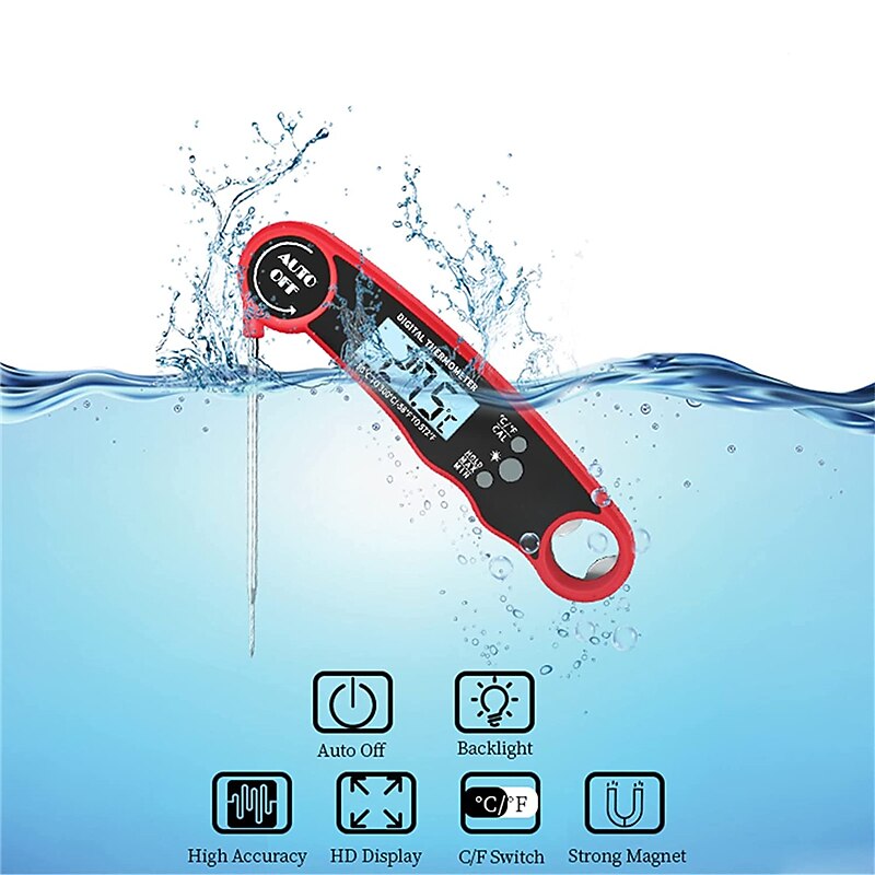 Instant Read Meat Thermometer Kitchen Thermometer Waterproof Ultra Fast Digital Display Food Water Milk Thermometer for Outdoor Cooking BBQ and Kitchen Temperature Tester Household Tool3