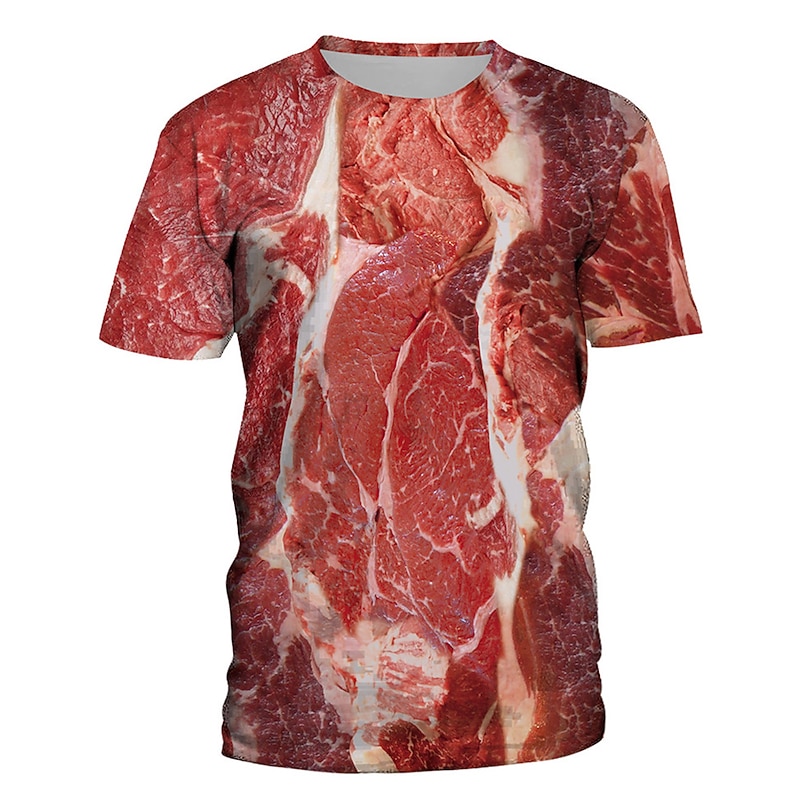 Funny Raw Meat T-shirt Anime 3D Classic Street Style For Couple's Men's Women's Adults' 3D Print